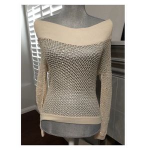 NWT BCBG MaxAzria cable knit sweater with sequins